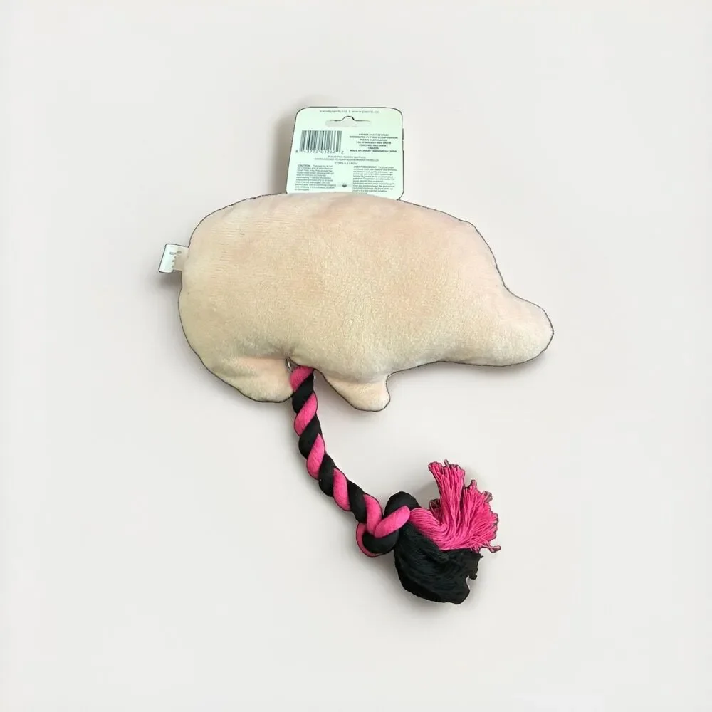 Pink Floyd 8” Squeaky Dog Toy With Pull Rope Perri’s Pig Dog New With Tags